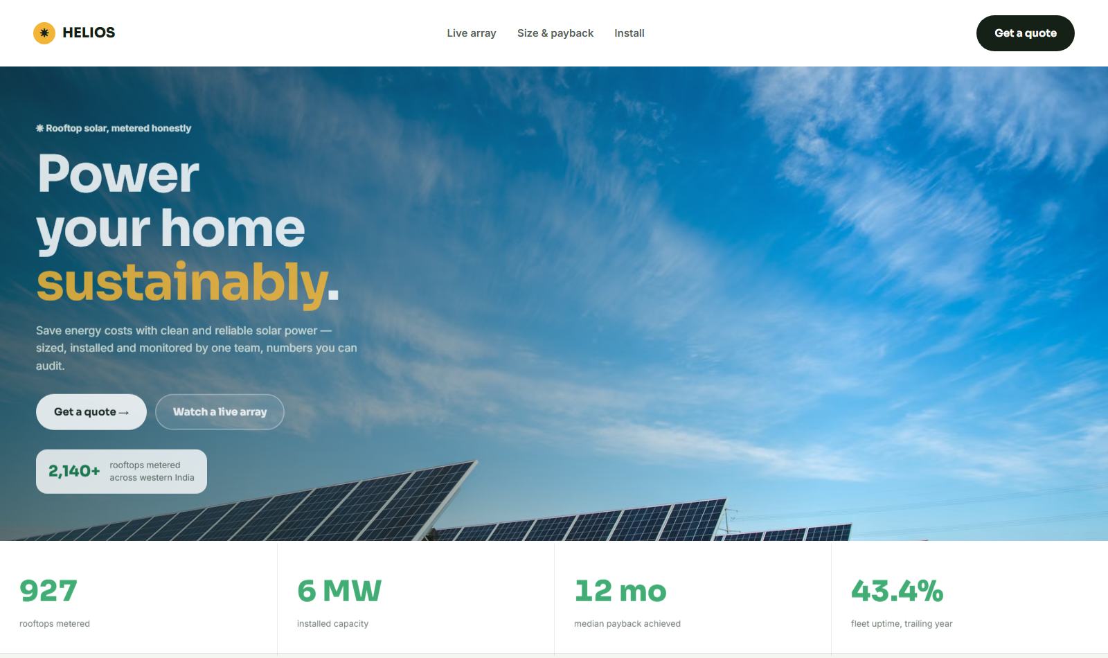 HELIOS Solar &mdash; live project built by Mythox