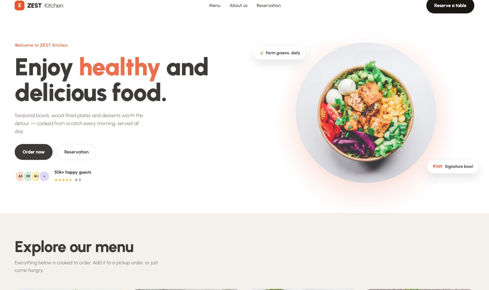 ZEST Kitchen &mdash; live project built by Mythox