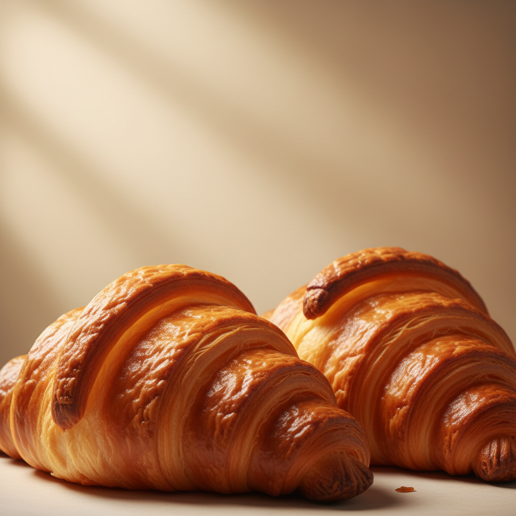 Golden flaky croissants