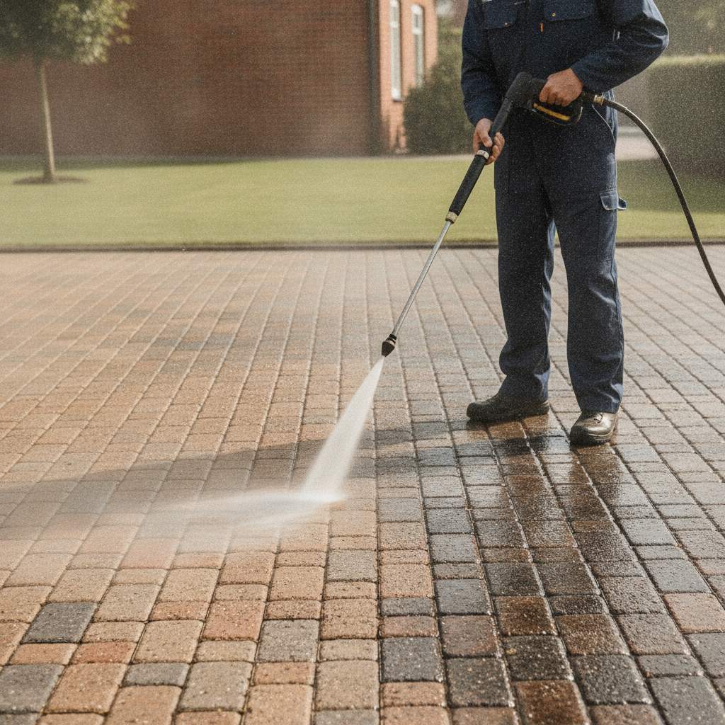 Driveway cleaning before and after