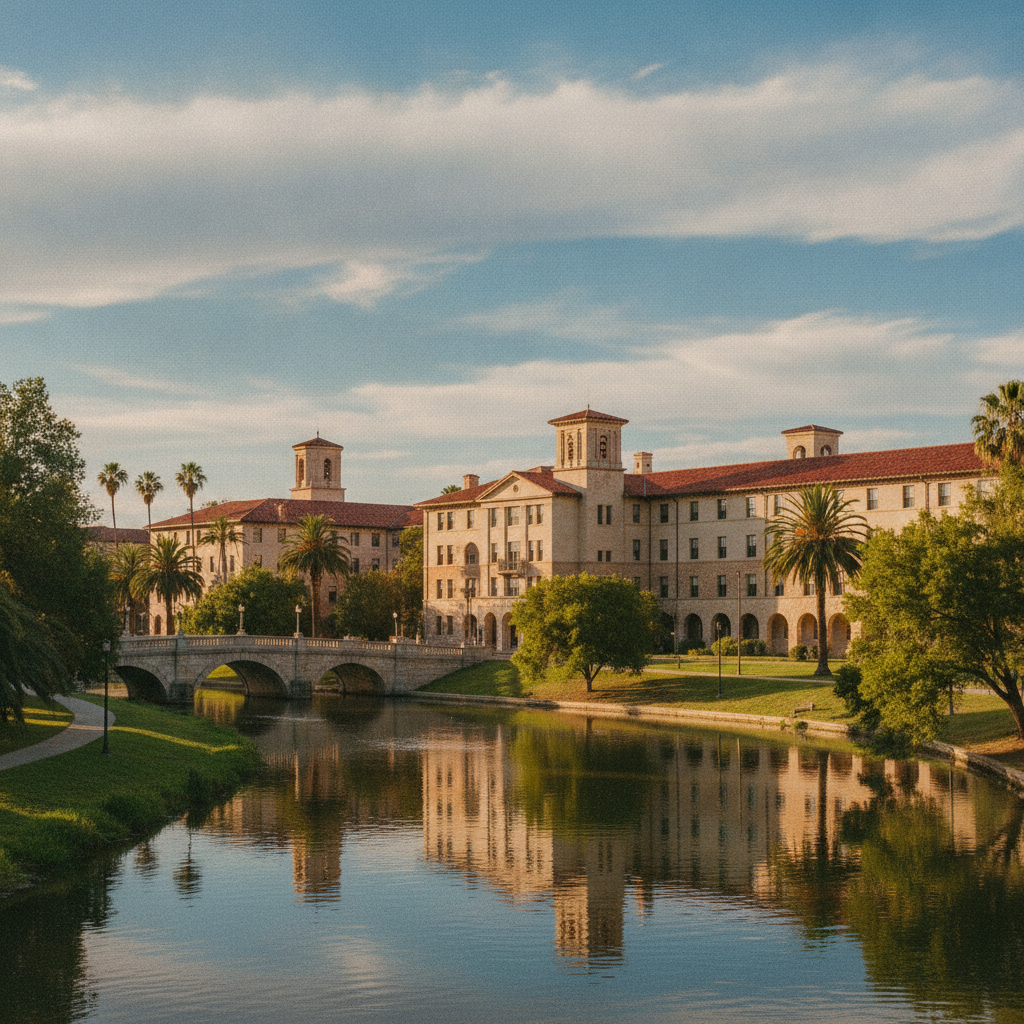 Northbridge Academy campus by the river